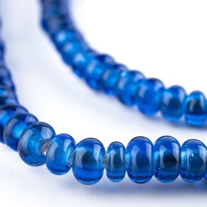 140 Translucent Blue Java Glass Donut Beads: Blue Donut Beads Java Seed Beads Matte Glass Beads Glass Spacer Beads Disk Shaped Beads