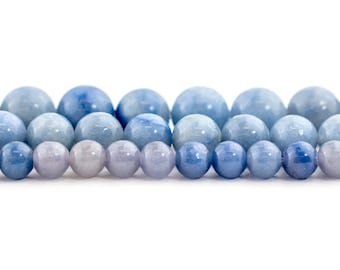 Cuentas redondas de aventurina azul: 6 mm, 8 mm y 10 mm de piedras preciosas auténticas, redondas y brillantes, de cristal de cuarzo, para meditación y yoga, para diseñar joyas artesanales.