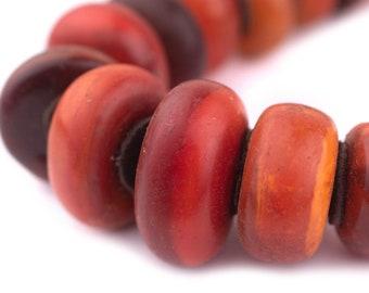 Moroccan Rustic Resin Beads, Graduated, 20 Inch Strand, Artisan Jewelry Supplies from Morocco