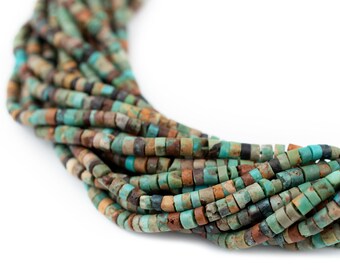 192 Dark Turquoise Tiny Heishi Beads: Turquoise Beads Turquoise Gemstone Genuine Gemstone Genuine Stone Beads (AFG-HSH-BLU-268)