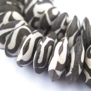 70 Traditional Batik Bone Beads - African Saucer Beads - Bone Saucer Beads - Ethnic Bone Beads - Tribal Bone Beads (BON-SCR-MIX-343)