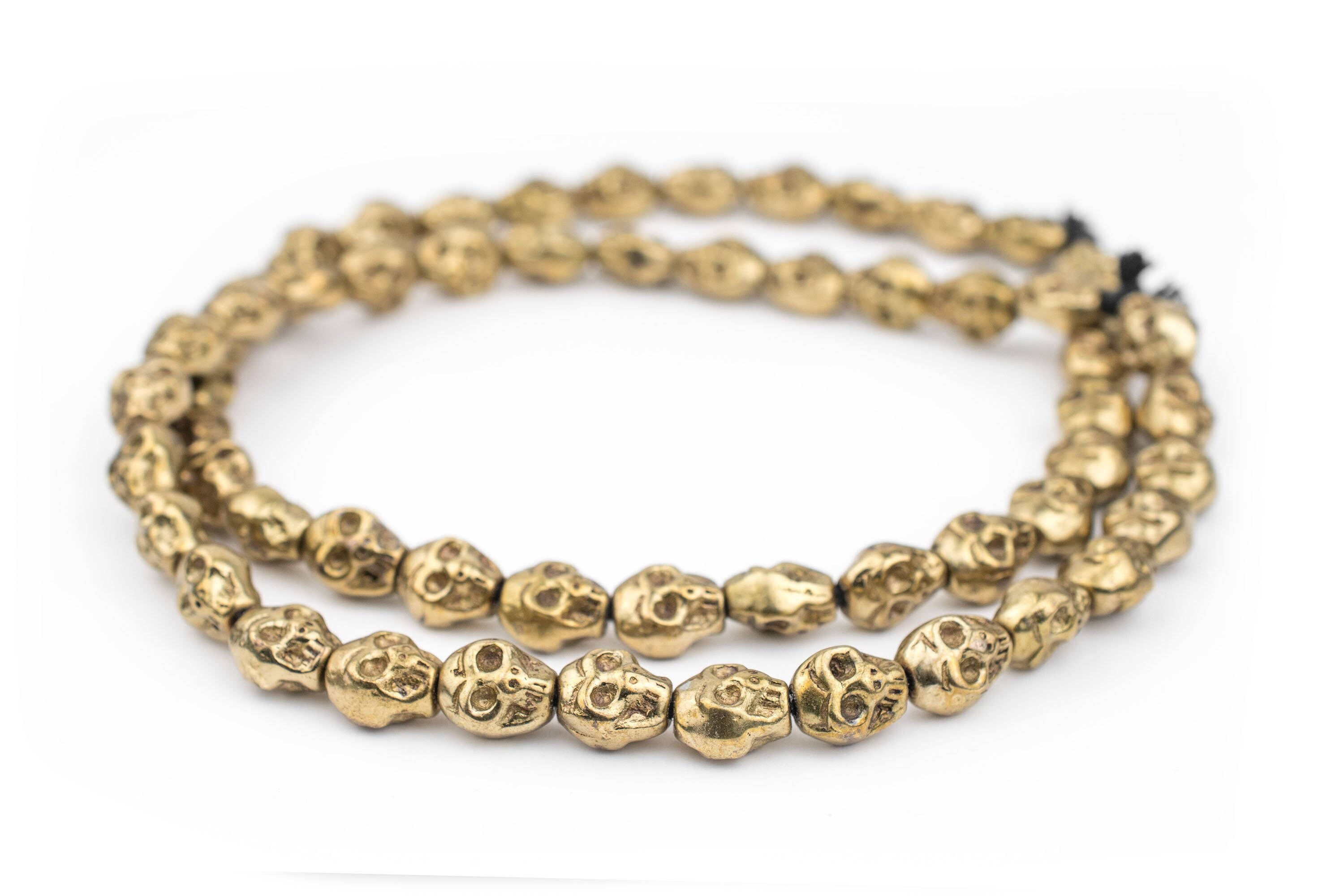 29 Brass Skull Beads 14x12mm: Ethnic Metal Beads Metal