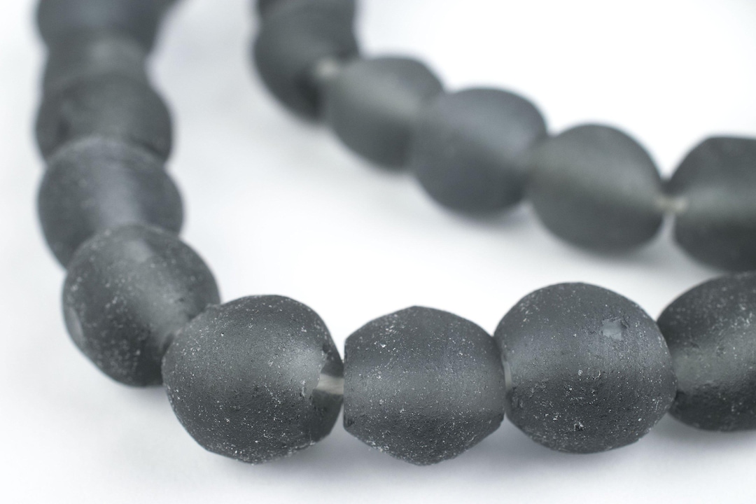 35 Charcoal Grey Round Java Recycled Glass Beads 11mm: Powder - Etsy