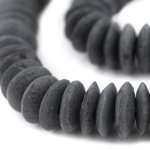 90 Dark Grey Ashanti Glass Saucer Beads 20mm: Ashanti Glass Beads Grey Ashanti Beads African Glass Beads Ghanaian Glass Beads African Beads