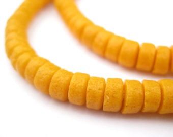 180 Hell Orange Mini-Scheiben Sandguss Perlen: Kleine Glasperlen Kleine ghanaische Perlen Scheibenperlen Glasperlen orange Glasperlen (SND-DSK-ORG-114)