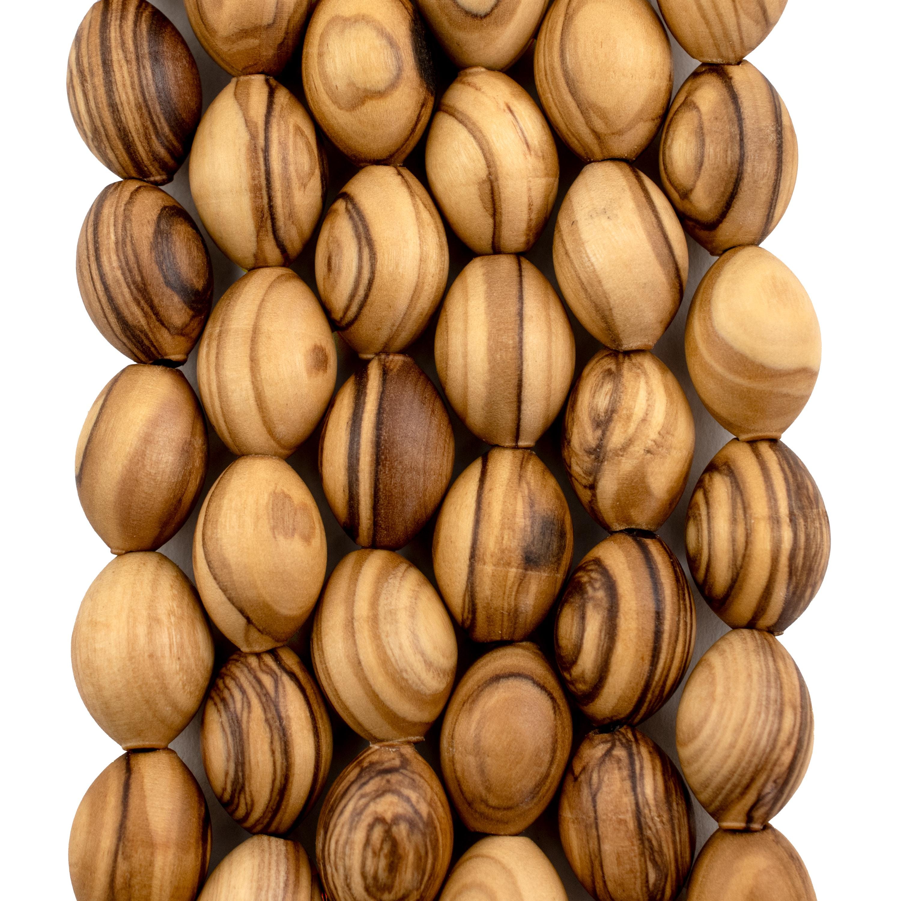 30 Rosary Beads without Cross - Oval Wood Beads - Authentic Olive Wood Beads from Bethlehem 20x14mm - Jewelry Supplies (WOD-OVL-BRN-137)