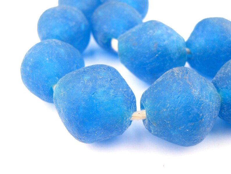 30 Jumbo Azul Bicone Recycled Glass Beads Ecofriendly Beads Etsy
