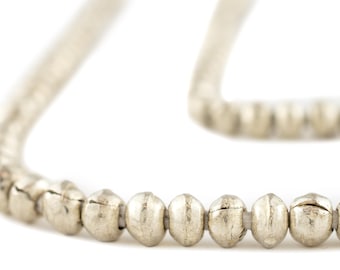 Wholesale! 6mm Silver Beads - Round Metal Beads - African Beads - Ethnic Spacers Ball Strand String Bulk Rosary Large Hole Rustic