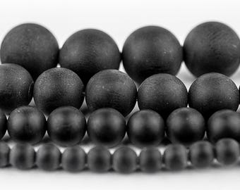 Natural Black Onyx Beads: Full Strand, Round Matte Gemstone Beads 4mm 6mm 8mm 10mm DIY Jewelry Making, Wholesale Pricing, Ships from USA!