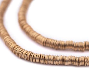 1200 cuentas Heishi planas de oro de 4 mm: Cuentas étnicas de metal, cuentas espaciadoras de metal, cuentas de latón hechas a mano de 4 mm, cuentas de latón con forma plana.