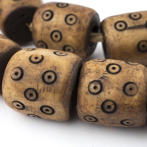 20 Carved Eye Brown Bone Beads Barrel: Recycled Bone Beads Kenya Trade Beads Bone Cylinder Beads Big Bone Beads Beaded Wall Hanging