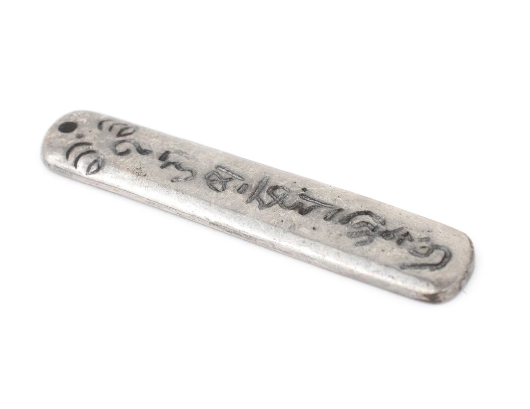 Hum Pendant Silver Om Mani Padme Hum Pendant 58x20mm: Yoga Mantra Meditation ...