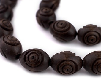 30 Carved Vintage-Style Oval Olive Wood Beads from Bethlehem 20x14mm: Palestinian Beads Wood Rosary Beads Handmade Wood Beads Organic Beads