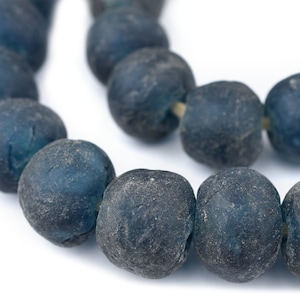30 Jumbo Teal Recycled Glass Beads 23mm: Farmhouse Beads Coffee Table Beads Glass Ball Beads Ghanaian Glass Beads Round Shaped Beads