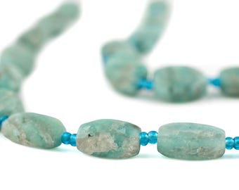 Flat Oval Afghan Amazonite Beads, 16 Inch Strand, Artisan Jewelry Supplies from Afghanistan