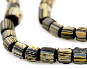 Vintage Style Stripe Java Stachelbeere Perlen, Vintage-Style Schwarz 6-9 mm, 24-Zoll-Strang, handgefertigtes Schmuckzubehör aus Indonesien