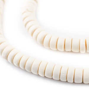 100 White Disk Natural Wood Beads 4x8mm: Handmade Wood Beads 8mm Wood Beads White Wood Beads Disk Shaped Beads Wood Disk Beads