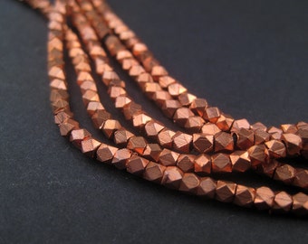 Tiny Copper Beads - 2mm Diamond Cut Faceted Beads - Small Metal Beads - Jewelry Making Supplies - Copper Spacers ** (FCT-USU-CPR-139L)