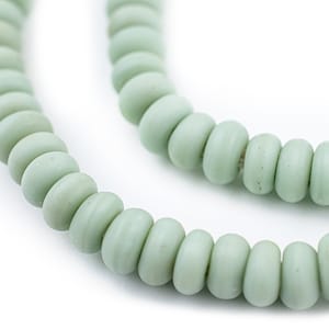 185 matt pastellgröna Java-glasmunkpärlor 6 mm: Gröna munkpärlor Java-fröpärlor Bali-glaspärlor skivformade pärlor Gröna glaspärlor