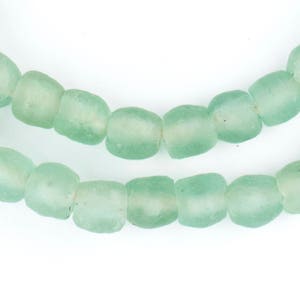 55 Aqua Recycled Glass Beads - 9mm African Glass Beads - Jewelry Making Supplies - Recycled Beads - Made in Ghana ** (RCY-RND-BLU-651)