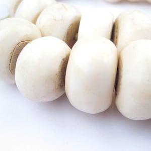 40 Kenyan Recycled Bone Beads - White Bone Beads - African Bone Beads - Jewelry Making Supplies - Made in Kenya ** (BON-RND-WHT-237)