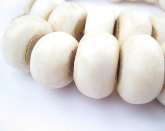 40 Kenyan Recycled Bone Beads - White Bone Beads - African Bone Beads - Jewelry Making Supplies - Made in Kenya ** (BON-RND-WHT-237)