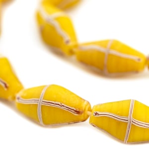 19 Yellow Java French Cross Beads: Ethnic Glass Beads Glass Bicone Beads Yellow Glass Beads 14mm Glass Beads Rustic Glass Beads