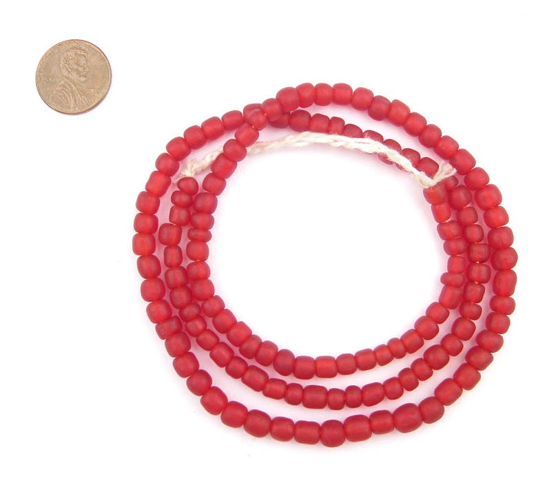 115 Red Java Glass Beads: Java Seed Beads Matte Glass Beads Bali Glass ...