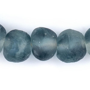 34 Jumbo Blue Wave Marine Recycled Glass Beads 23mm: Coffee Table Beads Powder Glass Beads Jumbo Glass Beads Round Shaped Beads image 3