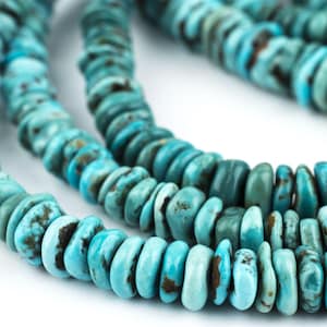 190 Baby Blue Turquoise Stone Heishi Beads: Turquoise Gemstone Turquoise Beads Authentic Turquoise Blue Stone Beads (TRQ-HSH-BLU-136)