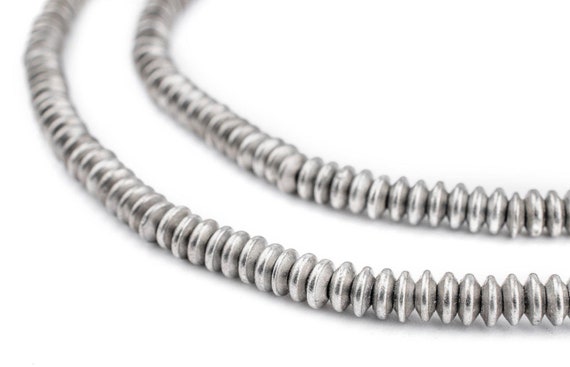 290 Silver Saucer Beads 5mm: Ethnic Metal Beads Metal Spacer Beads Rustic Silver Beads 5mm Silver Beads Saucer Shaped Beads Boho Beads