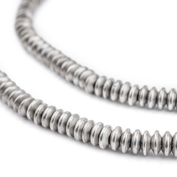 290 Silver Saucer Beads 5mm: Ethnic Metal Beads Metal Spacer Beads Rustic Silver Beads 5mm Silver Beads Saucer Shaped Beads Boho Beads