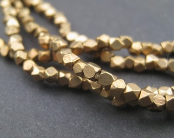240 Faceted Brass Beads - 2mm Tiny Diamond Cut Beads - Brass Spacer Beads - Metal Spacers - Jewelry Making Supplies (FCT-USU-BRS-138L)