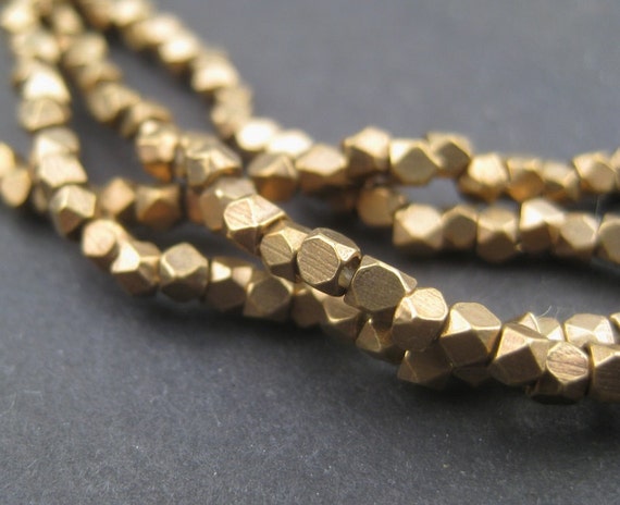 240 Faceted Brass Beads 2mm Tiny Diamond Cut Beads Brass Spacer