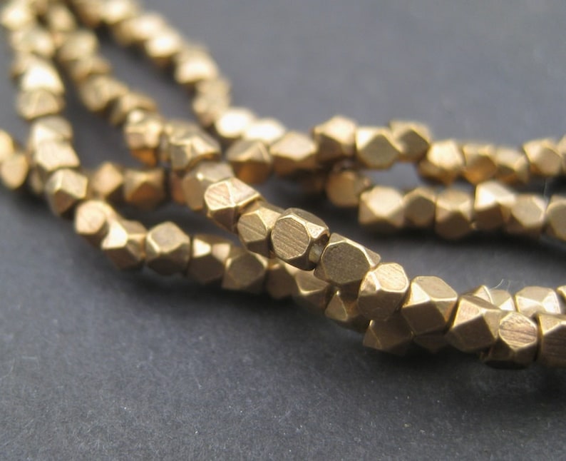 240 Faceted Brass Beads  2mm Tiny Diamond Cut Beads  Brass image 1