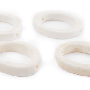 4 White Camel Bone Ring Beads: Recycled Camel Bone Camel Bone Beads Tribal Bone Beads White Bone Beads Ring Shaped Beads Kenya Trade Beads