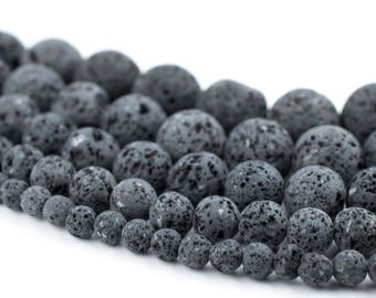 Volcanic Stone Beads: Natural Lava Beads 4mm 6mm 8mm 10mm 12mm Wholesale Grey Rock Unwaxed Essential Oil Gemstone Beads 15 Inch Strand