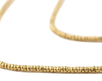 450 Brass Heishi Ethiopian Beads 2mm - Brass African Beads - Made in Ethiopia ** (MET-HSHI-BRS-253)