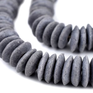 125 Grey Ashanti Glass Saucer Beads 18mm: Ashanti Glass Beads Grey Ashanti Beads Saucer Shaped Beads Boho Glass Beads Grey Glass Beads