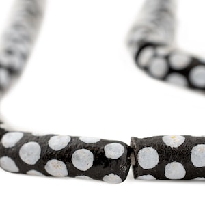 22 African Skunk Beads - Krobo Powder Glass Beads - African Glass Beads - Jewelry Making Supplies - Made in Ghana ** (KRB-ELB-BLK-281)