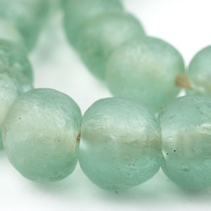 40 Green Aqua Recycled Glass Beads: Powder Glass Beads Cultured Sea Glass Green Glass Beads Ghana Krobo Beads 18mm Glass Beads African Beads