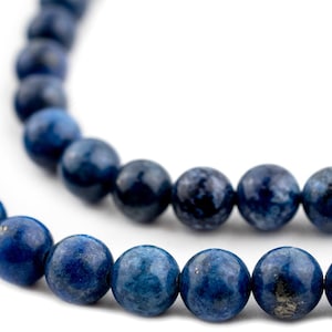 Vintage Round Weathe Lapis Lazuli Beads, Weathered 8mm, 16 Inch Strand, High Quality Artisanal Jewelry Supplies