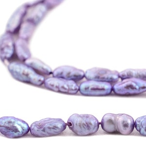 Vintage Japanese Rice Pearl Beads, Purple 5mm, 16 Inch Strand, Artisan Jewelry Supplies from Japan