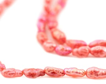 Blush Vintage Japanese Rice Pearl Beads, Red 4mm, 16 Inch Strand, Artisan Jewelry Supplies from Japan