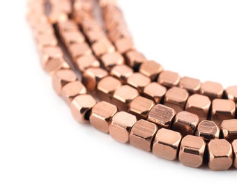 180 Rounded Copper Cube beads 3mm: Ethnic Metal Beads Metal Spacer Beads 3mm Copper Beads Cube Shaped Beads Rounded Cube Beads