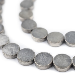 42 Circular Disk Silver Beads 10mm: Ethnic Metal Beads Metal Spacer Beads Big Silver Beads Silver Flat Beads 10mm Silver Beads