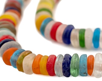 100 Recycled Glass Beads - African Beads - Medley - Ghana Disk Beads - Fair Trade - Wholesale - Made in Africa (RCY-DISK-MIX-605)