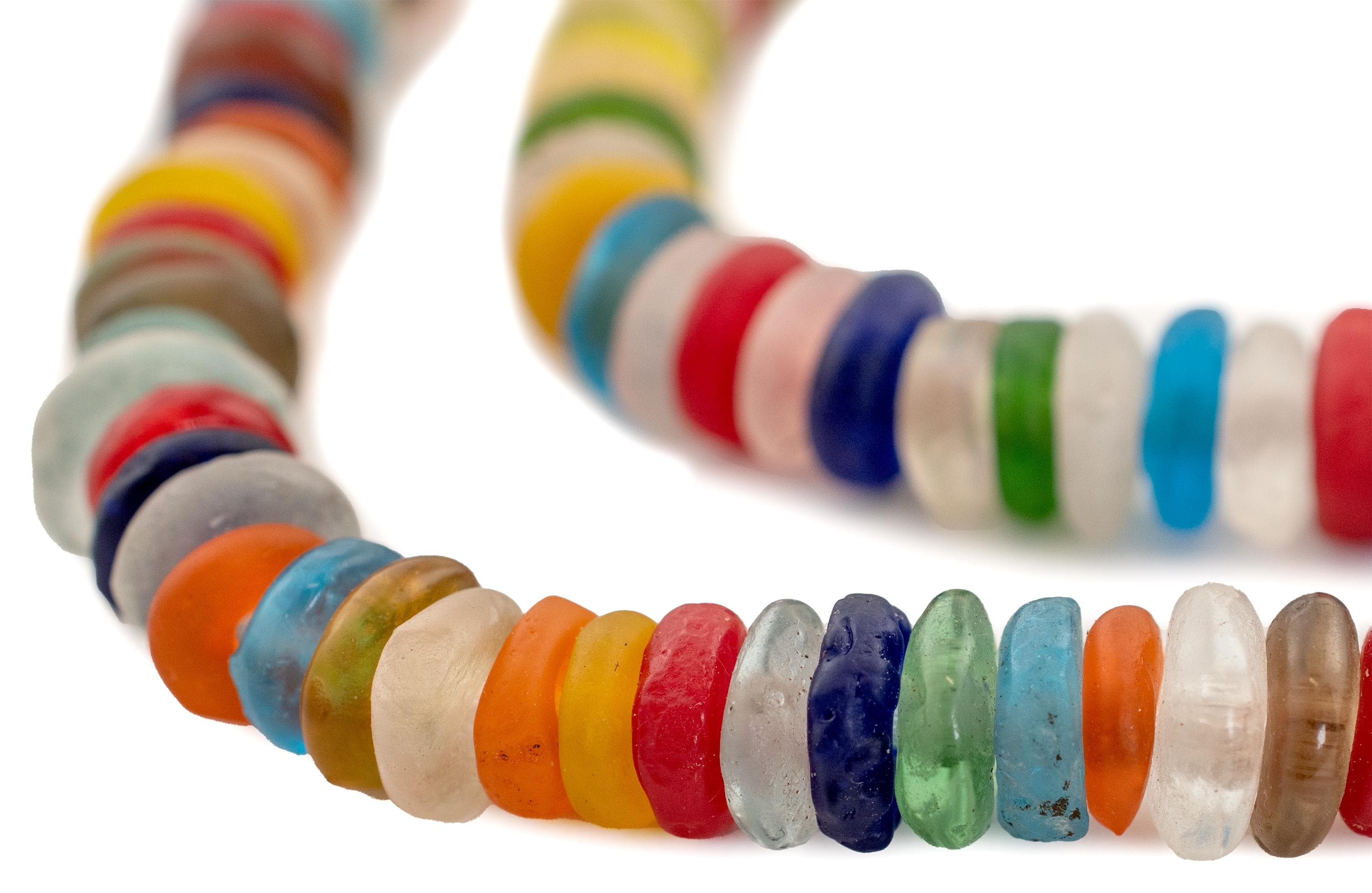 100 Recycled Glass Beads - African Beads - Medley - Ghana Disk Beads - Fair Trade - Wholesale - Made in Africa (RCY-DISK-MIX-605)