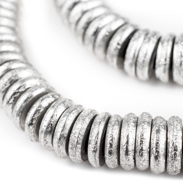 95 Silver Donut Beads 10mm: Ethnic Metal Beads Metal Spacer Beads Ethnic Silver Beads Disk Shaped Beads 10mm Silver Beads Silver Disk Beads