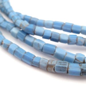 120-130 Old Blue Bamako Glass Beads: Old Glass Beads African Trade Beads Old African Beads Tribal Glass Beads Nigerian Trade Beads